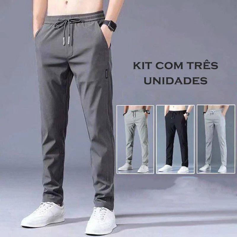 Calças Unissex Stronger em Seda Gelo / Kit com 3 Unidades (Preto, Cinza, Verde) - Image 2