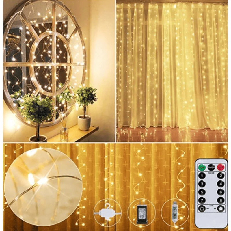 Cortina de LED Natalina 300 Luzes – 8 Efeitos Mágicos de Iluminação - Image 10